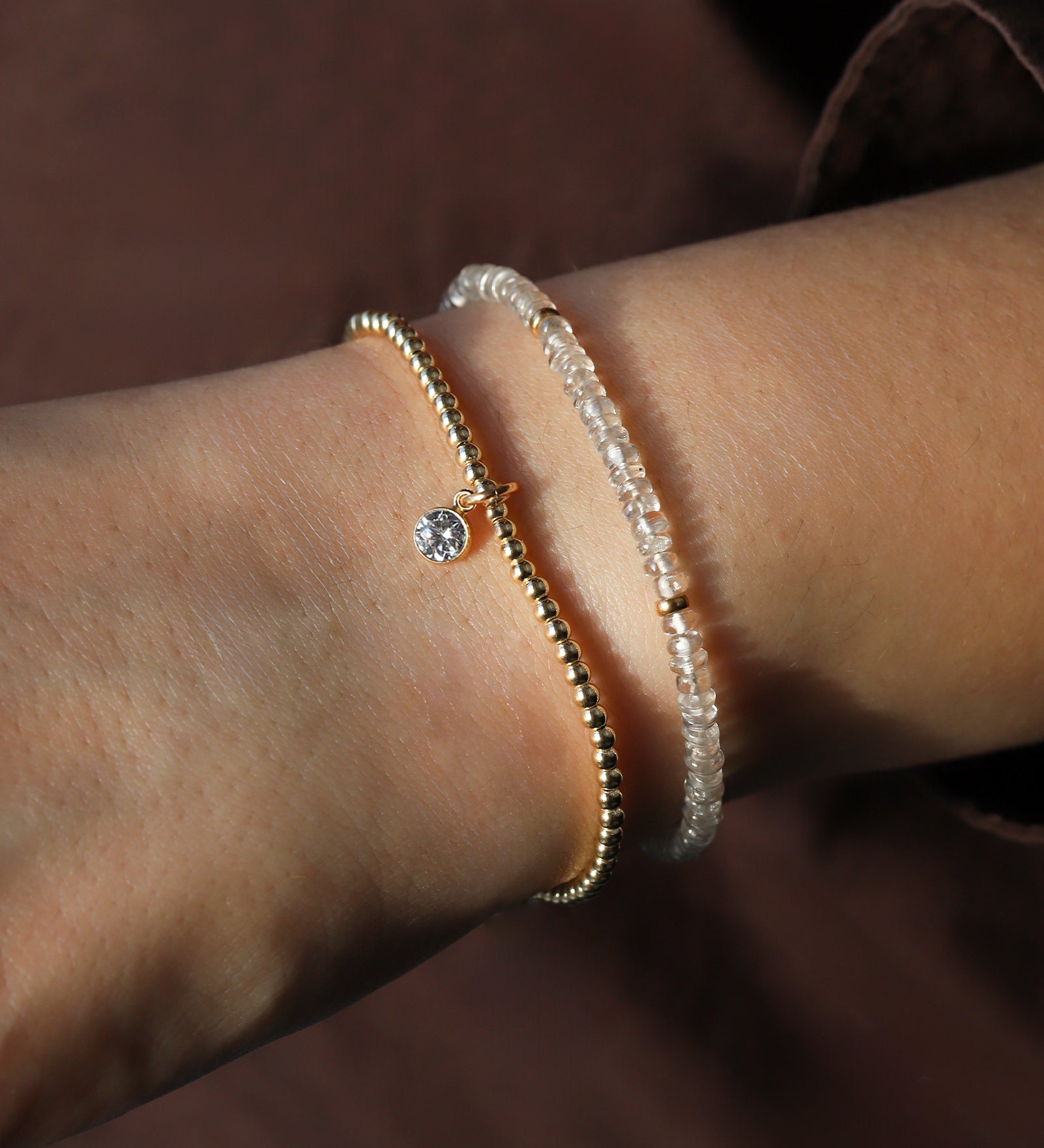 Gem Jar-White Zircon Beaded Bracelet | 3mm-Bracelets-Blue Ruby Jewellery-Vancouver Canada