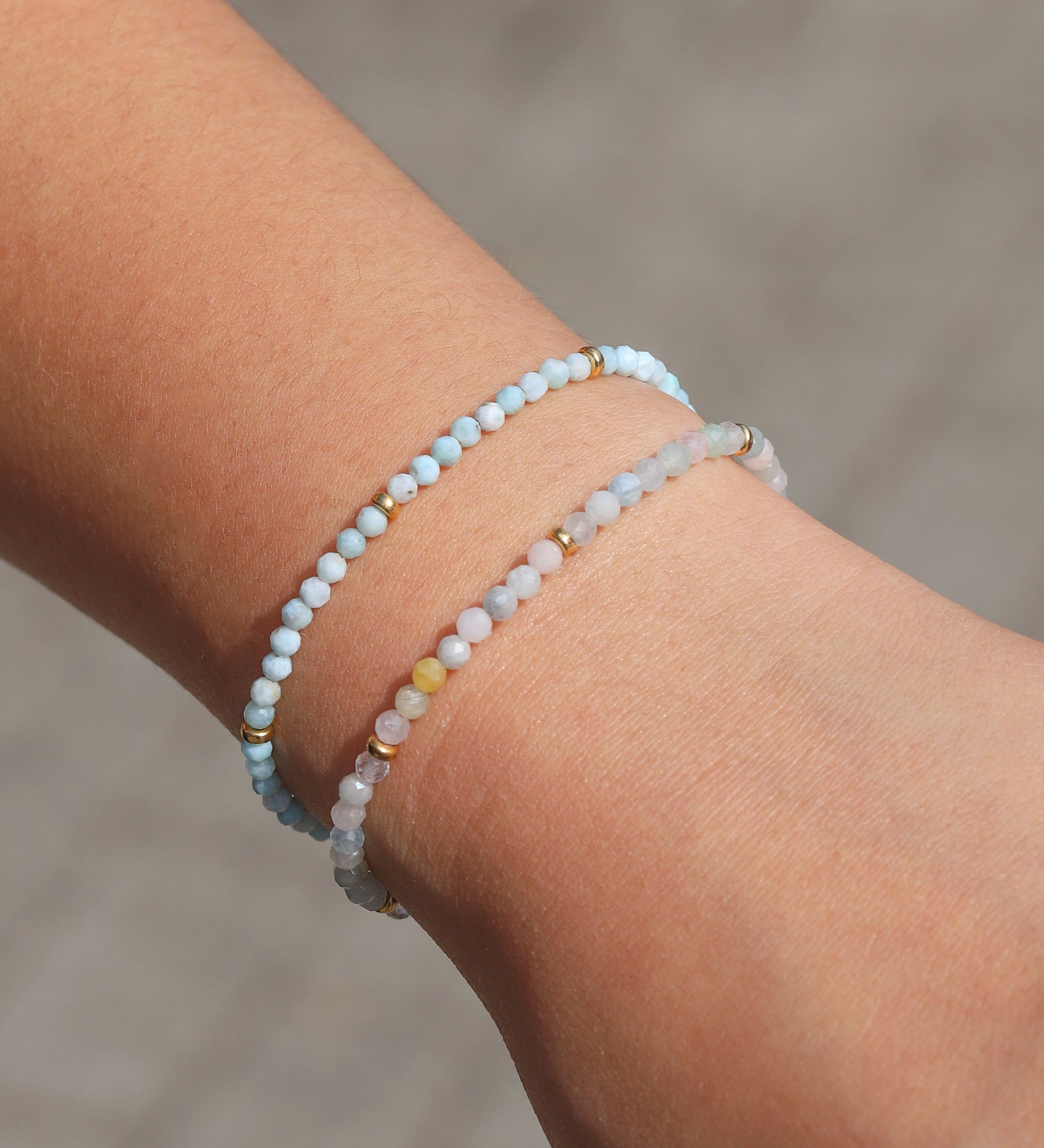 Gem Jar-Larimar Beaded Bracelet | 3mm-Bracelets-Blue Ruby Jewellery-Vancouver Canada