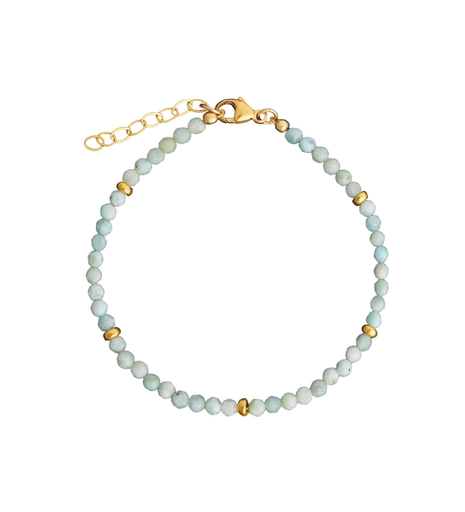 Gem Jar-Larimar Beaded Bracelet | 3mm-Bracelets-14k Gold Filled, Larimar-Blue Ruby Jewellery-Vancouver Canada
