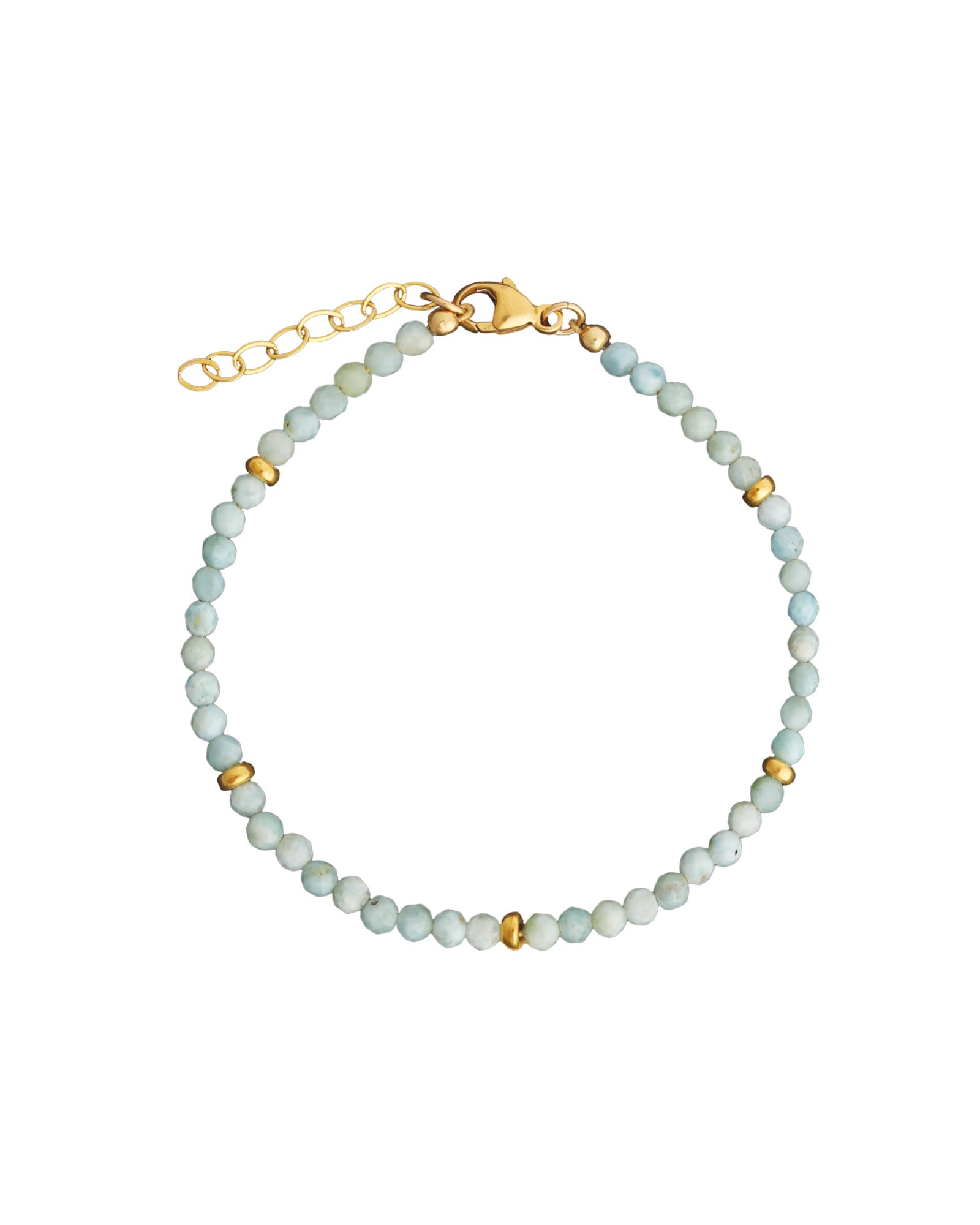 Gem Jar-Larimar Beaded Bracelet | 3mm-Bracelets-14k Gold Filled, Larimar-Blue Ruby Jewellery-Vancouver Canada