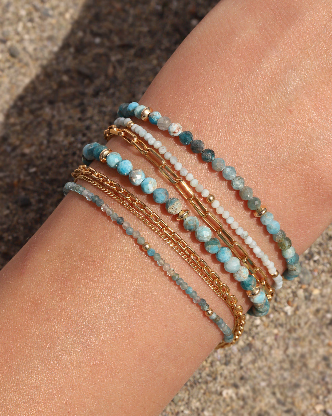 Gem Jar-Aquamarine Beaded Bracelet | 3mm-Bracelets-Blue Ruby Jewellery-Vancouver Canada
