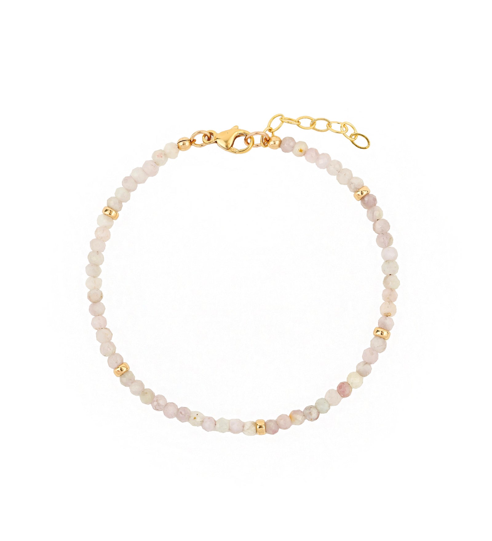 Gem Jar-Kunzite Five Rondelle Bracelet | 3mm-Bracelets-14k Gold Filled, Kunzite-Blue Ruby Jewellery-Vancouver Canada