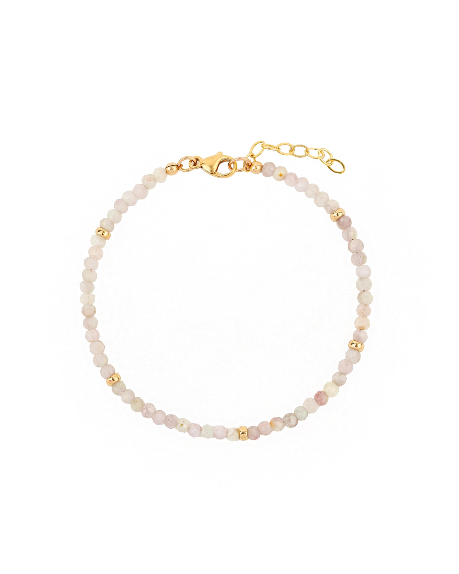 Gem Jar-Kunzite Five Rondelle Bracelet | 3mm-Bracelets-14k Gold Filled, Kunzite-Blue Ruby Jewellery-Vancouver Canada