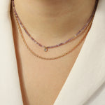 Gem Jar-Amethyst & Pavé CZ Leaf Charm Necklace | 2mm-Necklaces-Blue Ruby Jewellery-Vancouver Canada