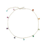 Shaker Mixed Stone Anklet Sterling Silver, Multi