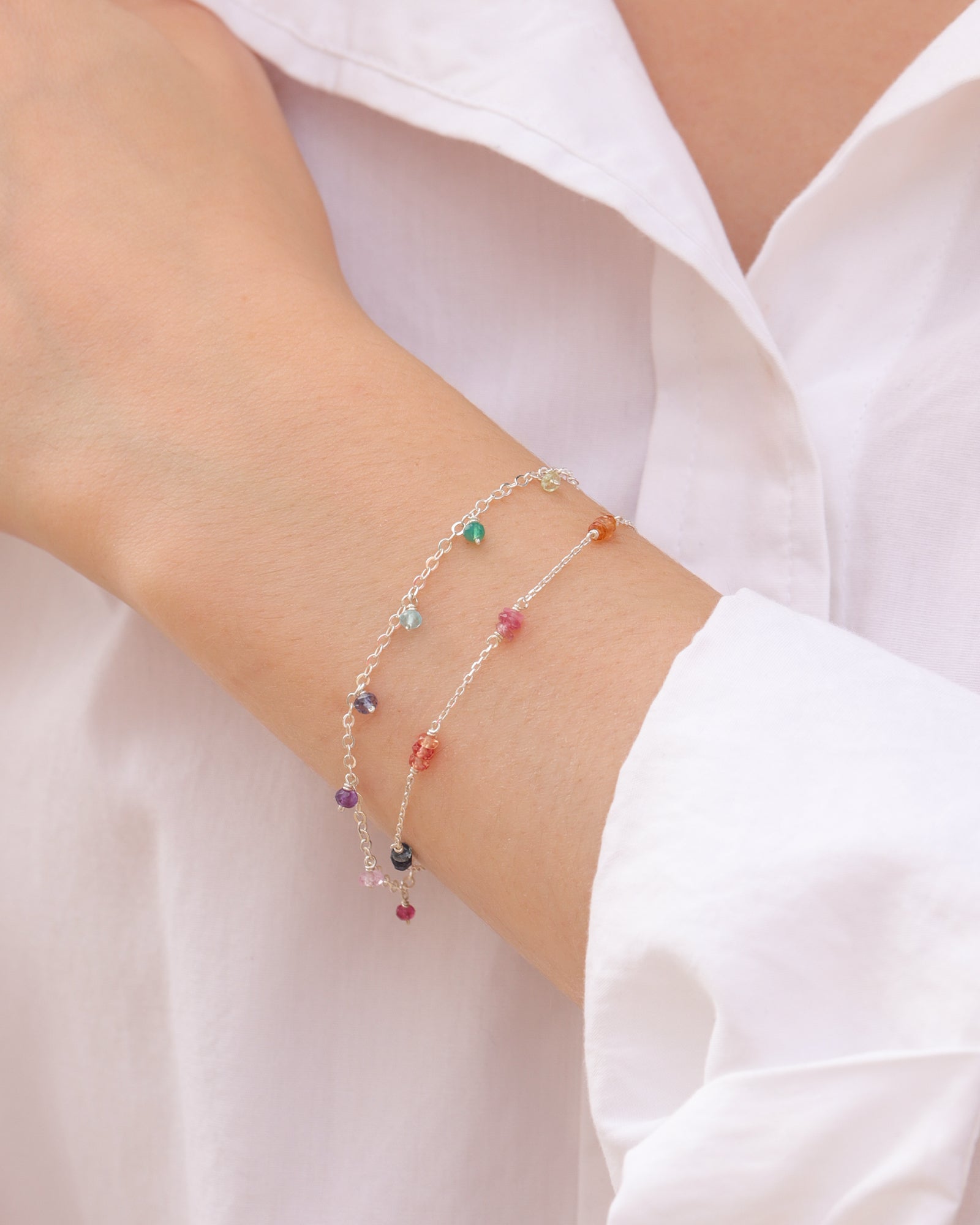 Shaker Mixed Stone Bracelet Sterling Silver, Multi