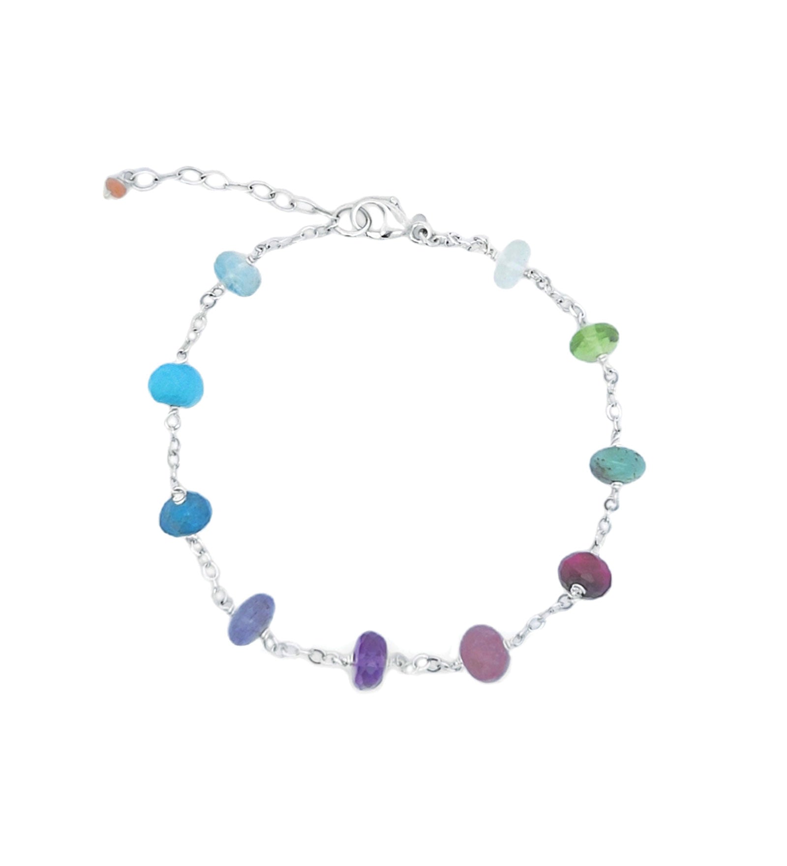 Gem Jar-Large Stone Station Bracelet-Bracelets-Sterling Silver, Multi-Blue Ruby Jewellery-Vancouver Canada