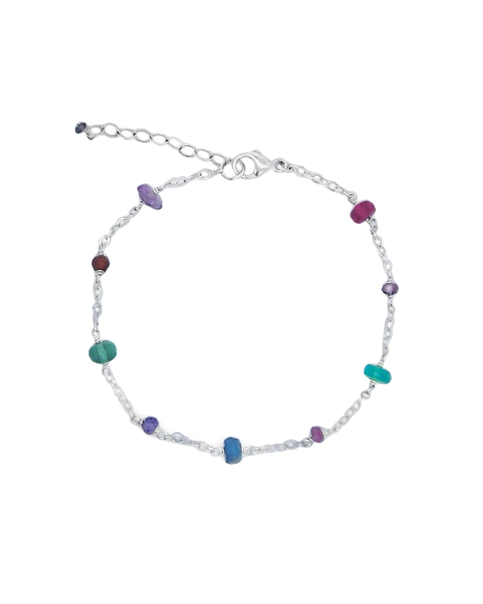 Gem Jar-Mixed Stone Station Bracelet-Bracelets-Sterling Silver, Multi-Blue Ruby Jewellery-Vancouver Canada