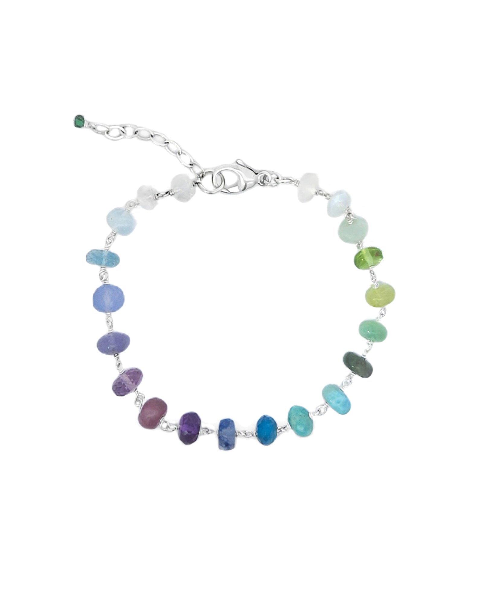 Gem Jar-Mixed Stone Chain Bracelet-Bracelets-Sterling Silver, Multi-Blue Ruby Jewellery-Vancouver Canada
