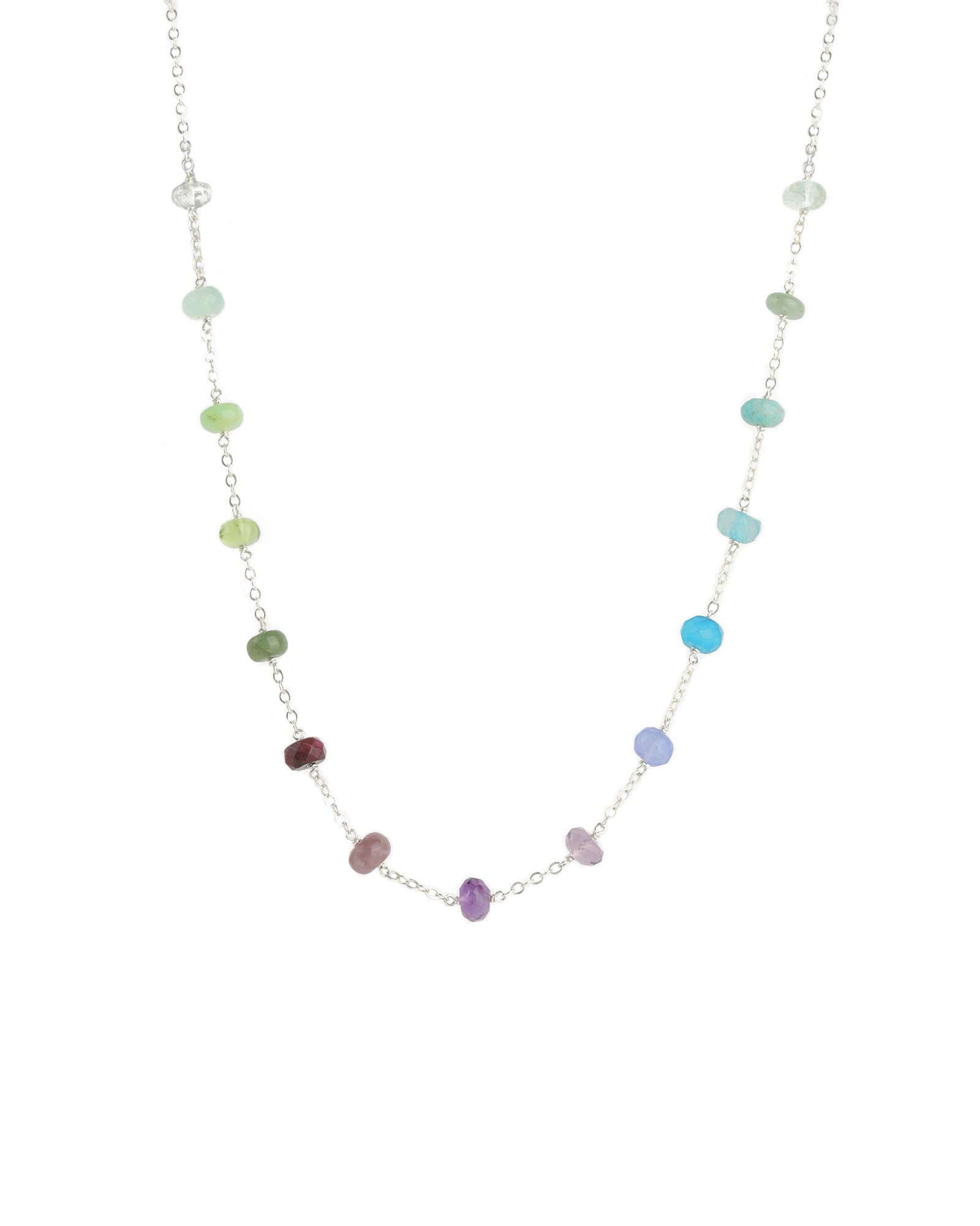 Gem Jar-Large Stone Station Necklace-Necklaces-Sterling Silver, Multi-Blue Ruby Jewellery-Vancouver Canada