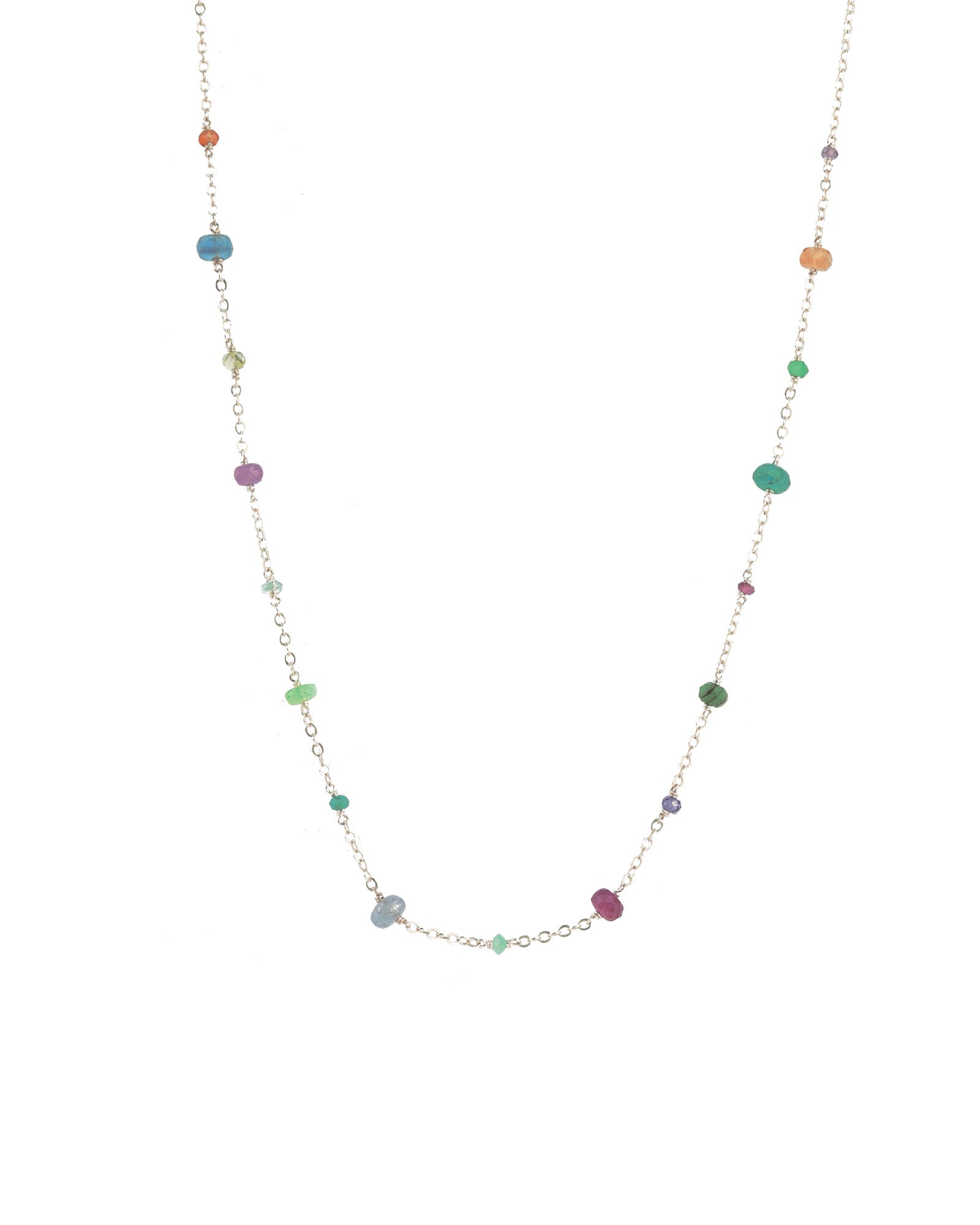 Gem Jar-Mixed Stone Station Necklace-Necklaces-Sterling Silver, Multi-Blue Ruby Jewellery-Vancouver Canada