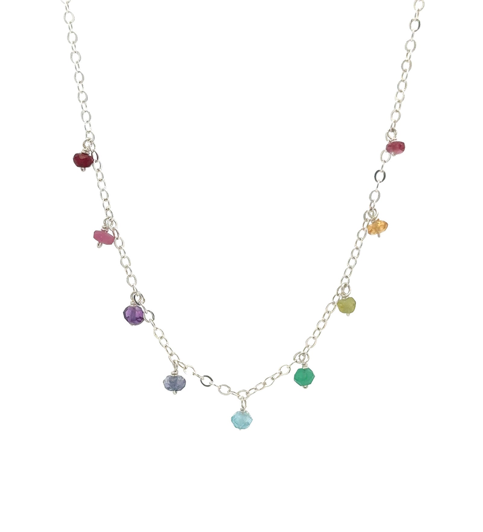 Gem Jar-Shaker Mixed Stone Necklace-Necklaces-Sterling Silver, Multi-Blue Ruby Jewellery-Vancouver Canada