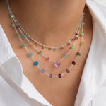 Gem Jar-Shaker Mixed Stone Necklace-Necklaces-Sterling Silver, Multi-Blue Ruby Jewellery-Vancouver Canada