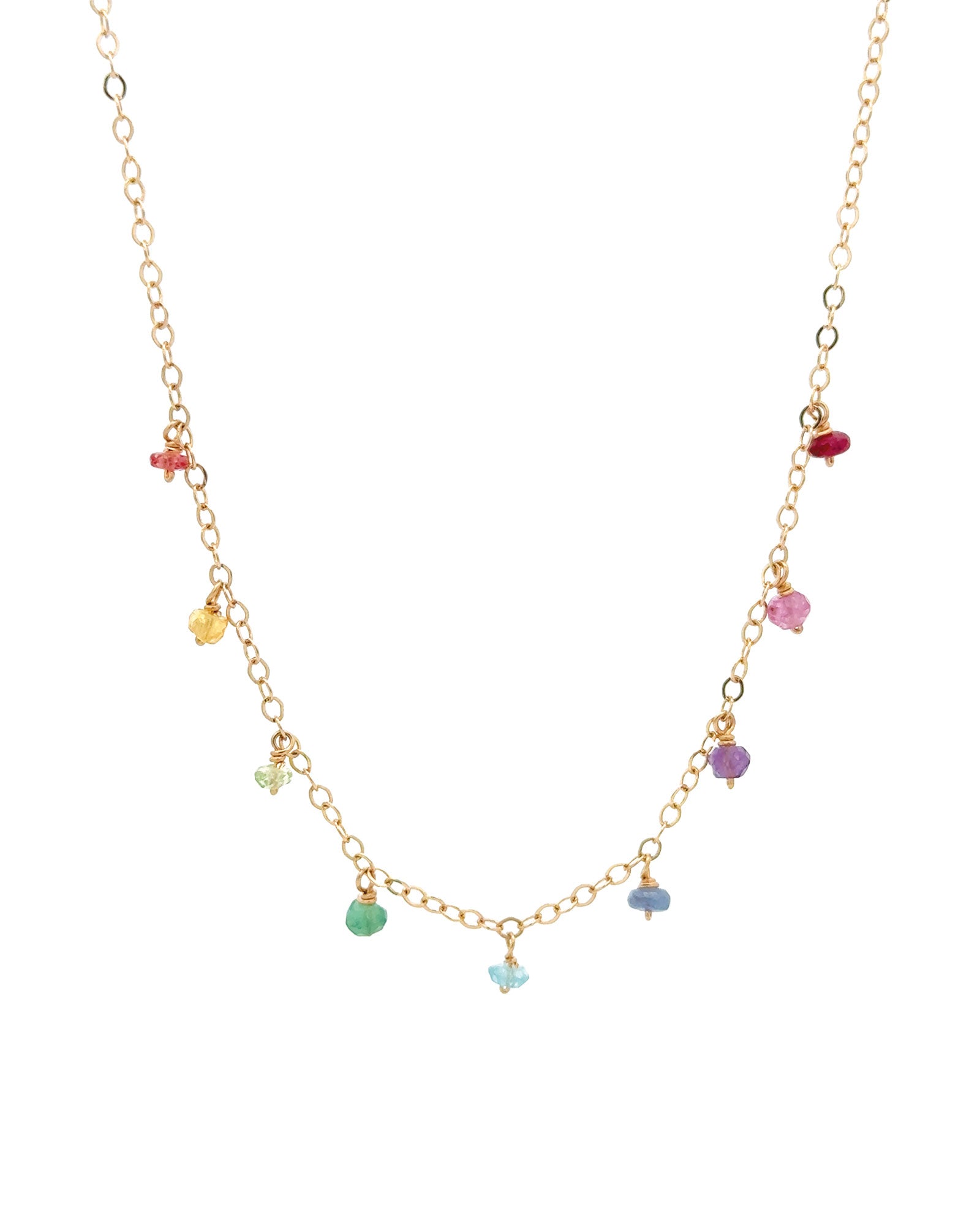 Shaker Mixed Stone Necklace 14k Gold Filled, Multi