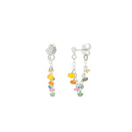 Stone Cluster Loop Studs Sterling Silver, Multi
