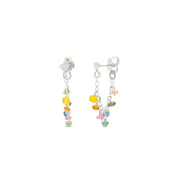 Stone Cluster Loop Studs Sterling Silver, Multi