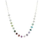 Paperclip Mixed Stone Chain Necklace Sterling Silver, Multi