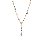 Gemstone Chain Lariat Necklace 14k Gold Vermeil, Smoky Quartz