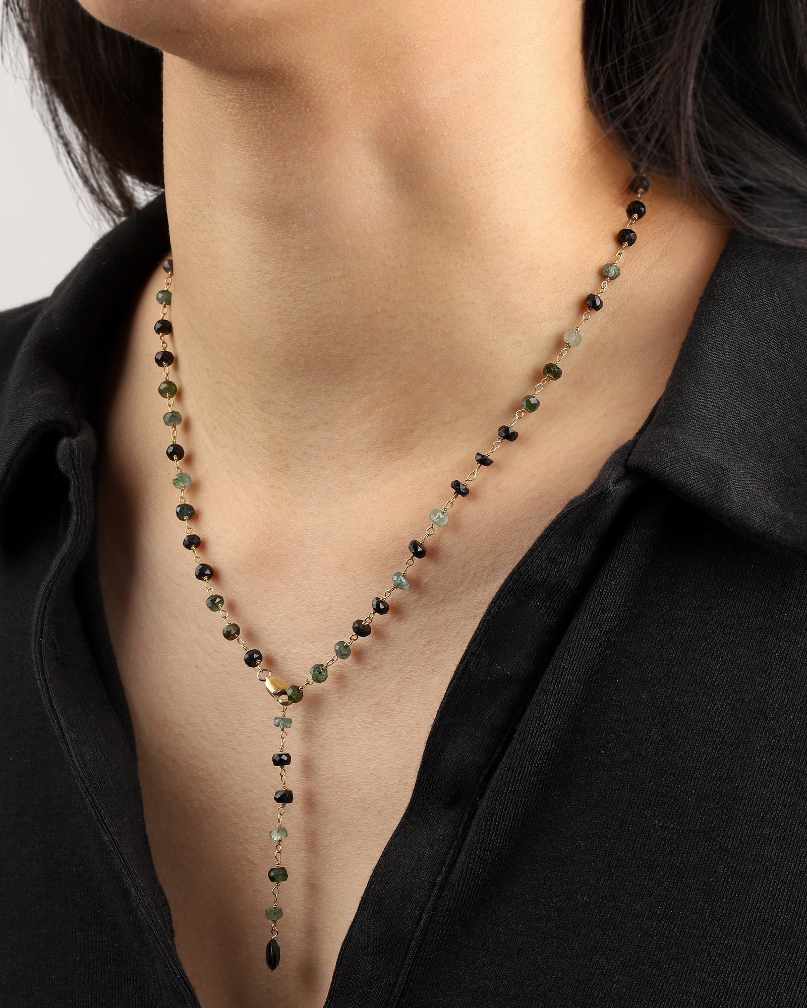 Gem Jar-Gemstone Chain Lariat Necklace-Necklaces-Blue Ruby Jewellery-Vancouver Canada