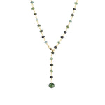 Gemstone Chain Lariat Necklace 14k Gold Filled, Green Tourmaline