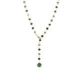 Gemstone Chain Lariat Necklace 14k Gold Filled, Green Tourmaline