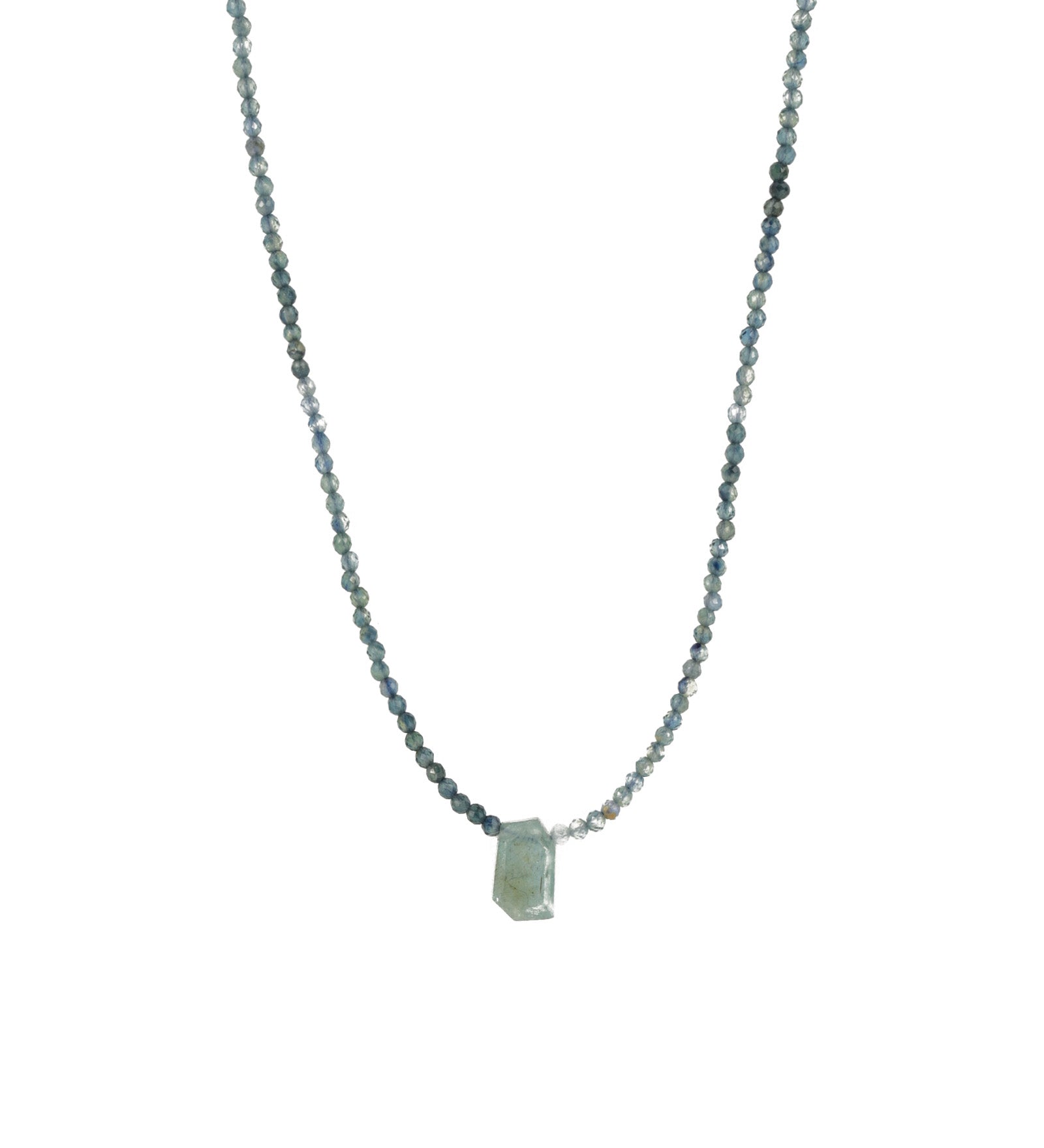 Blue Sapphire & Kyanite Beaded Slice Necklace 14k Gold Filled, Sapphire, Kyanite
