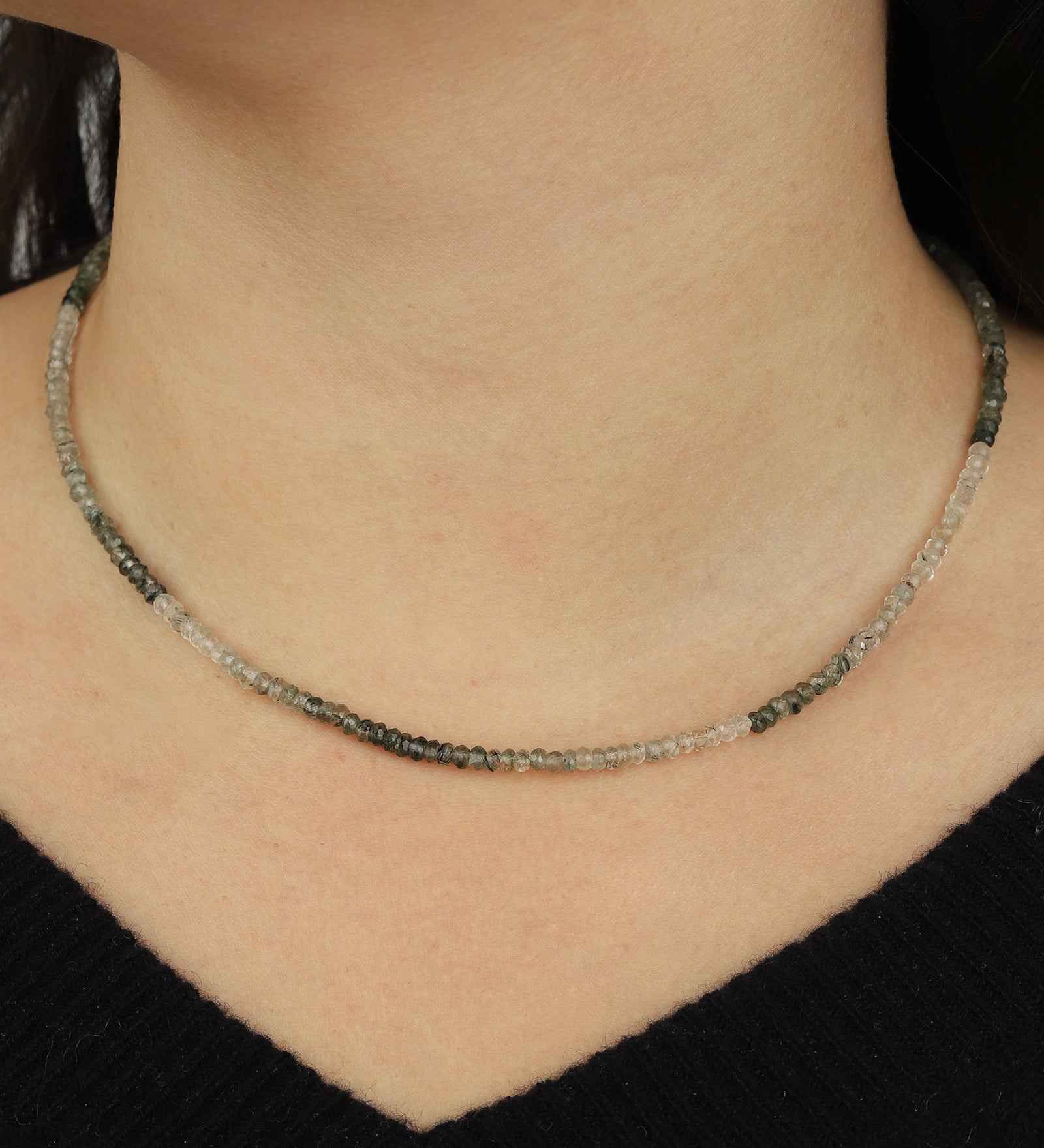 Gem Jar-Green Quartz Beaded Necklace | 3.5mm-Necklaces-Blue Ruby Jewellery-Vancouver Canada