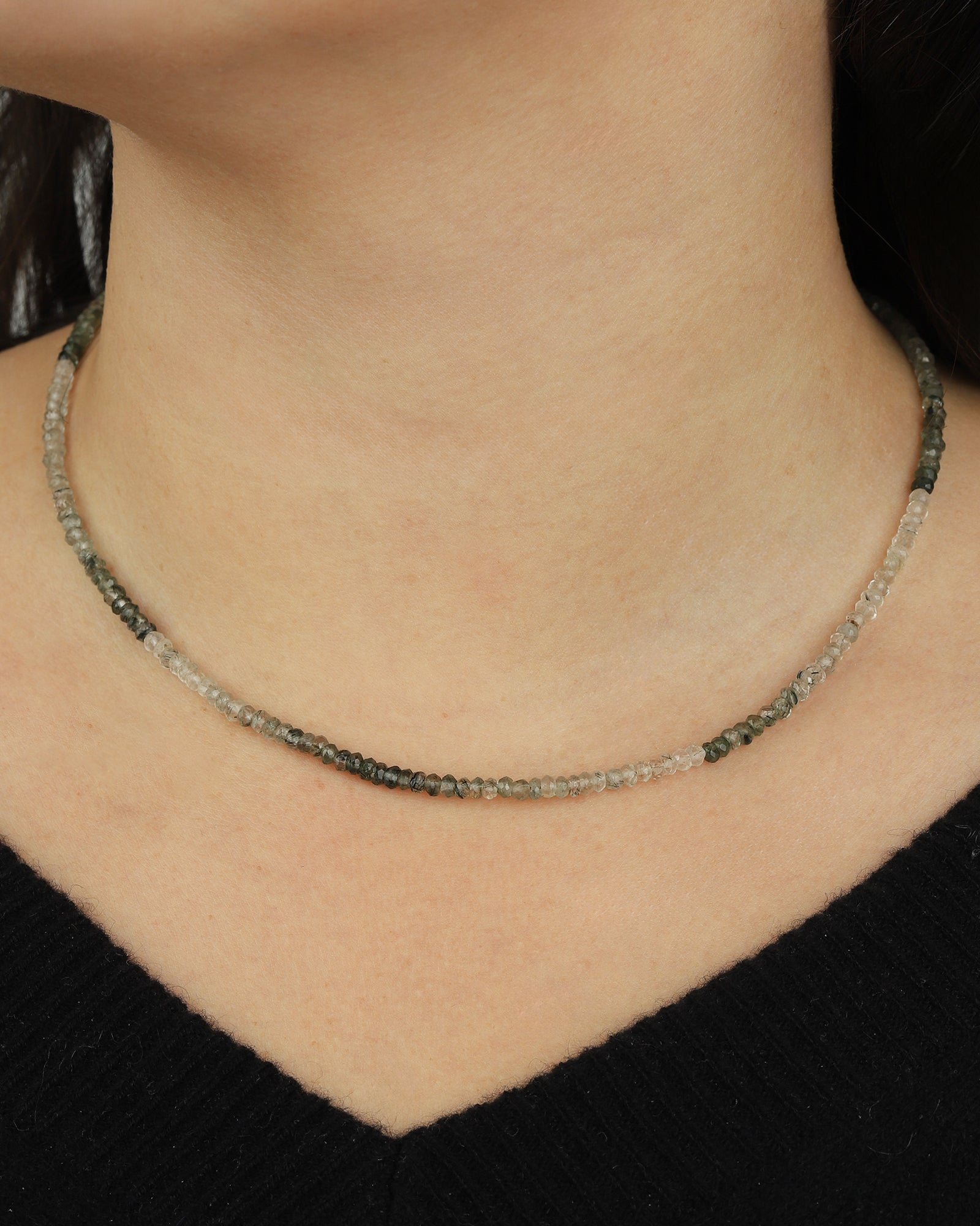 Gem Jar-Green Quartz Beaded Necklace | 3.5mm-Necklaces-Blue Ruby Jewellery-Vancouver Canada