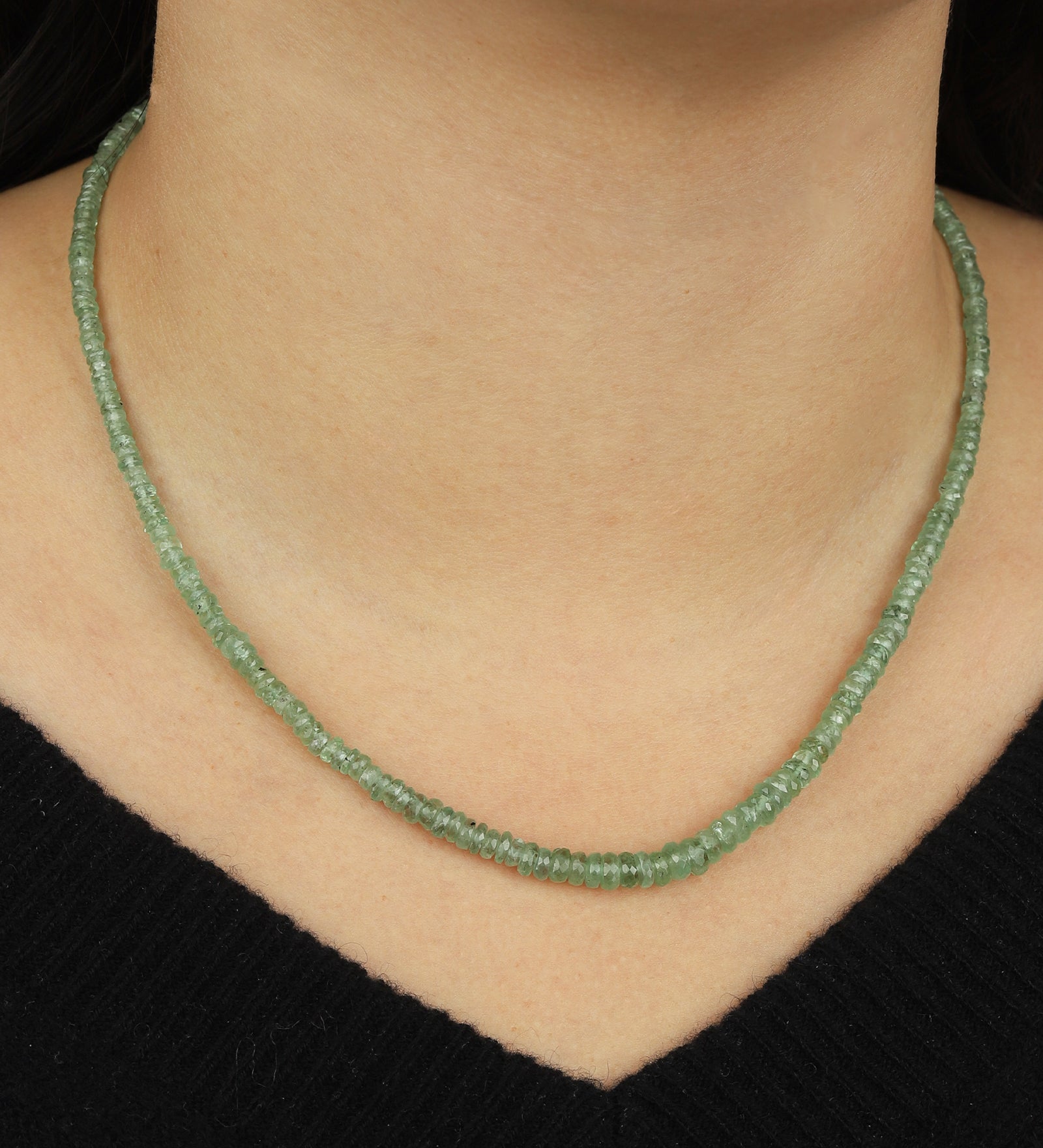 Gem Jar-Graduated Green Kyanite Beaded Necklace-Necklaces-Blue Ruby Jewellery-Vancouver Canada