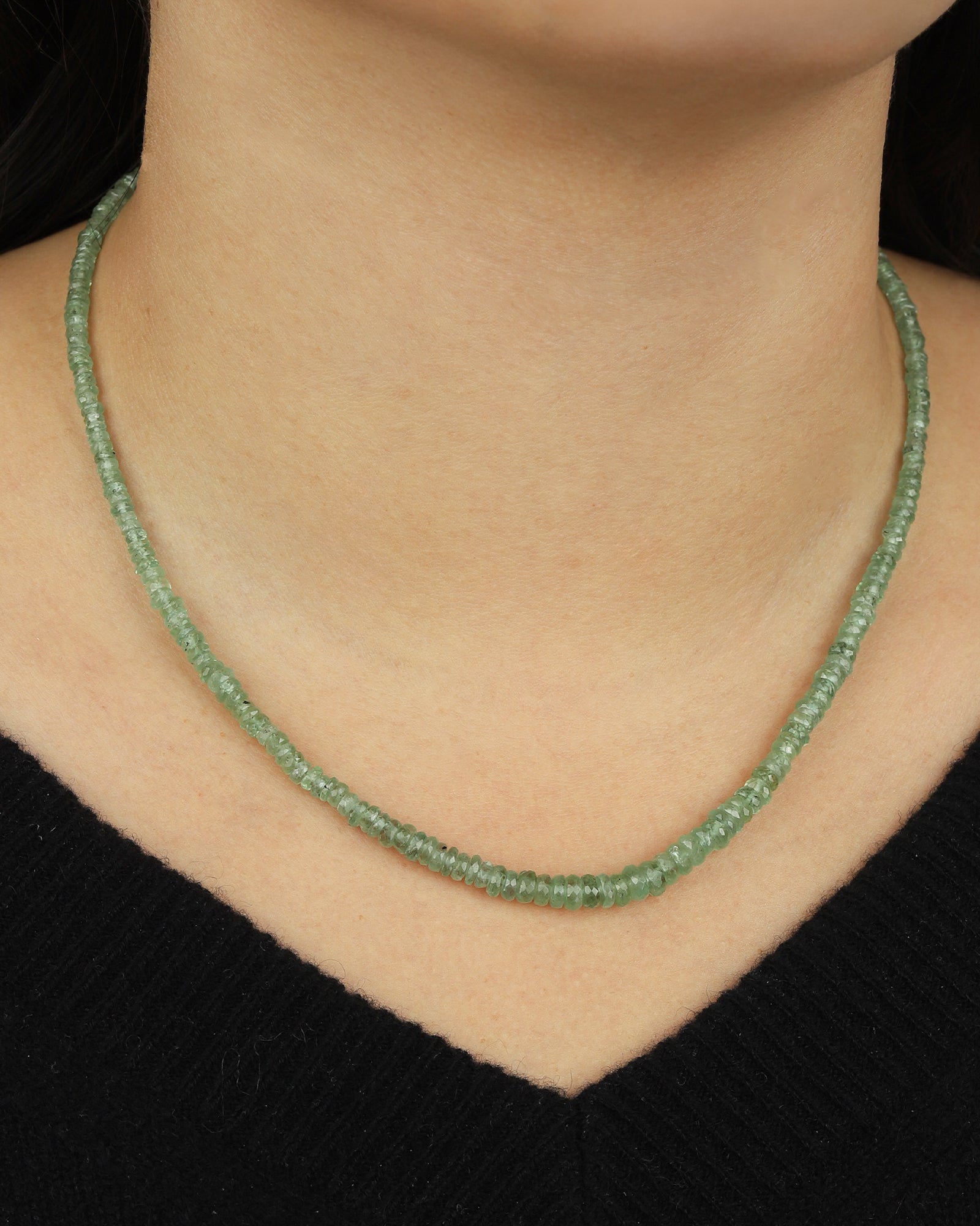 Gem Jar-Graduated Green Kyanite Beaded Necklace-Necklaces-Blue Ruby Jewellery-Vancouver Canada