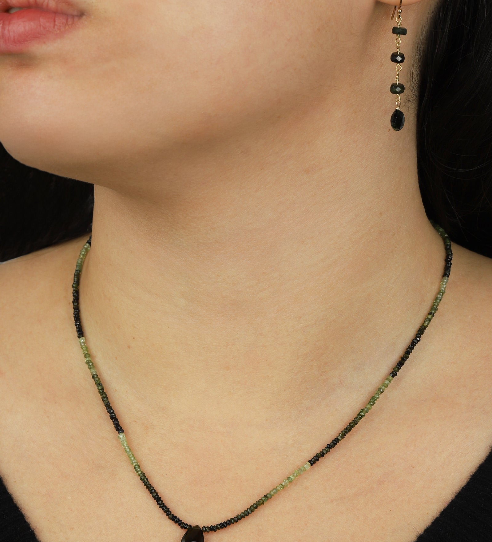 Gem Jar-Green Tourmaline Beaded Teardrop Necklace-Necklaces-Blue Ruby Jewellery-Vancouver Canada