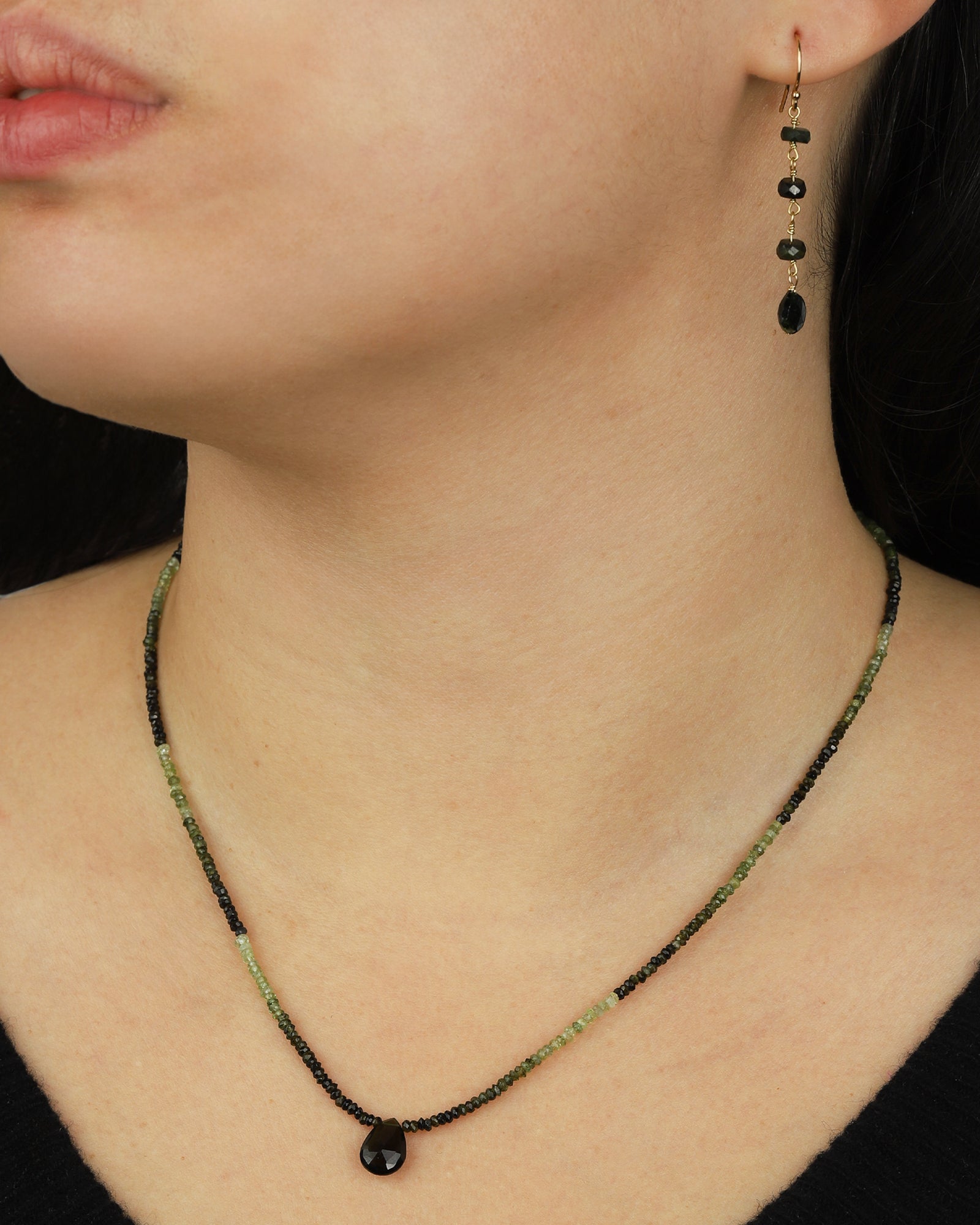 Gem Jar-Green Tourmaline Beaded Teardrop Necklace-Necklaces-Blue Ruby Jewellery-Vancouver Canada