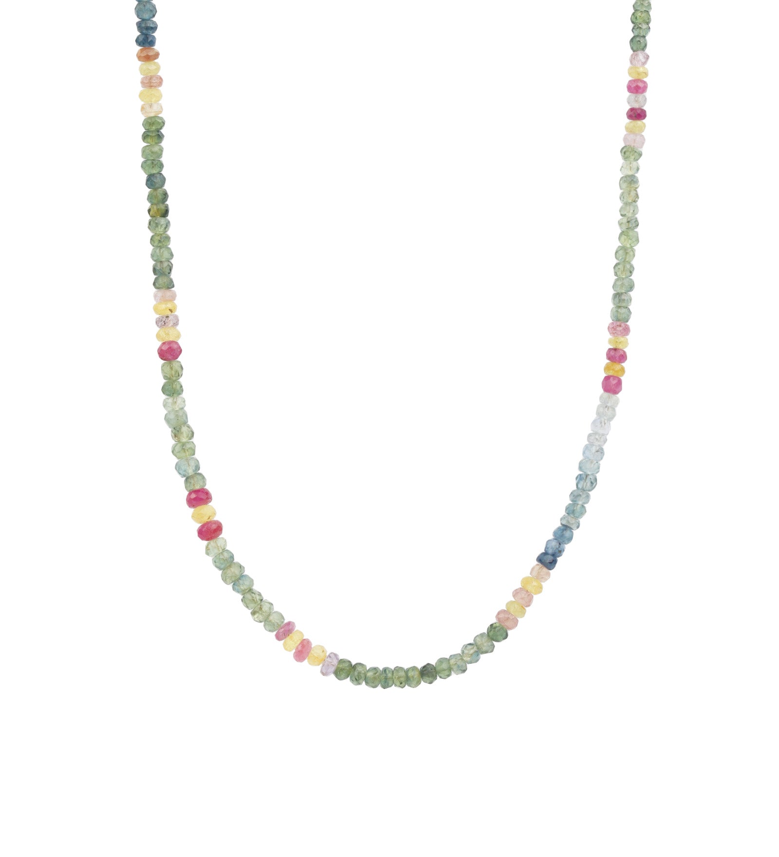 Spring Mix Sapphire Beaded Necklace 14k Gold Filled, Sapphire Mix