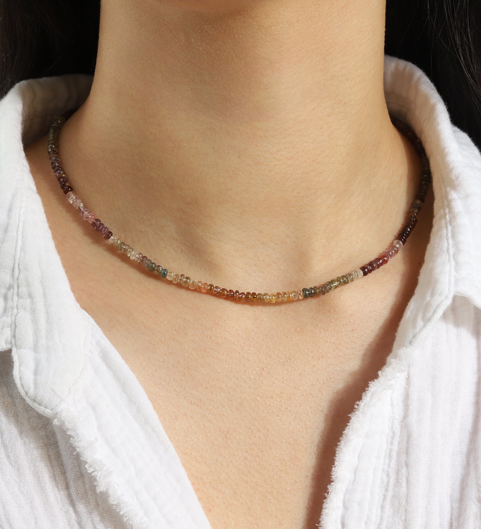 Autumn Mix Spinel Beaded Necklace 14k Gold Filled, Spinel
