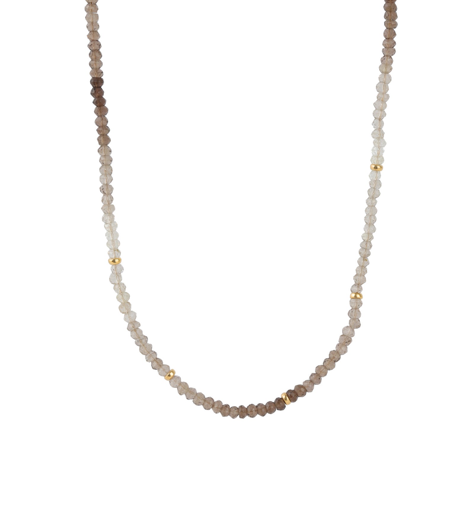 Smoky Quartz Beaded Rondelle Necklace | 4mm 14k Gold Filled, Smoky Quartz