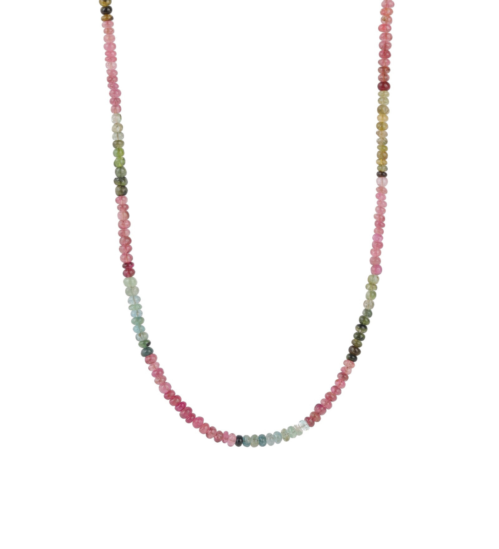 Pink & Green Tourmaline Beaded Necklace | 3.5mm 14k Gold Filled, Tourmaline Mix