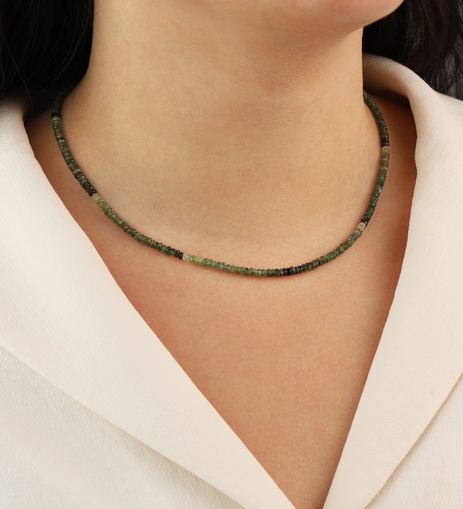 Gem Jar-Green Tourmaline Mix Beaded Necklace | 4mm-Necklaces-Blue Ruby Jewellery-Vancouver Canada