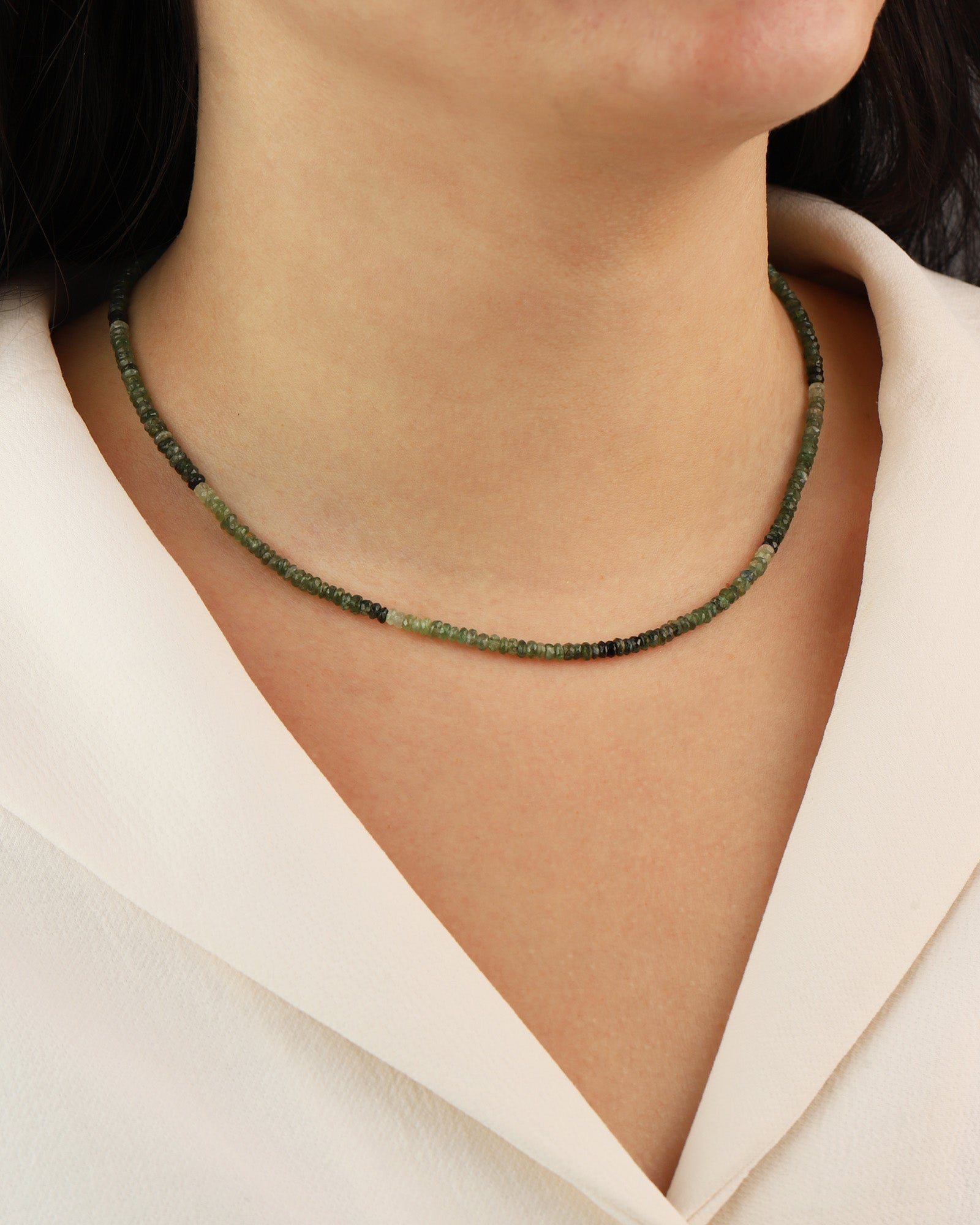 Gem Jar-Green Tourmaline Mix Beaded Necklace | 4mm-Necklaces-Blue Ruby Jewellery-Vancouver Canada