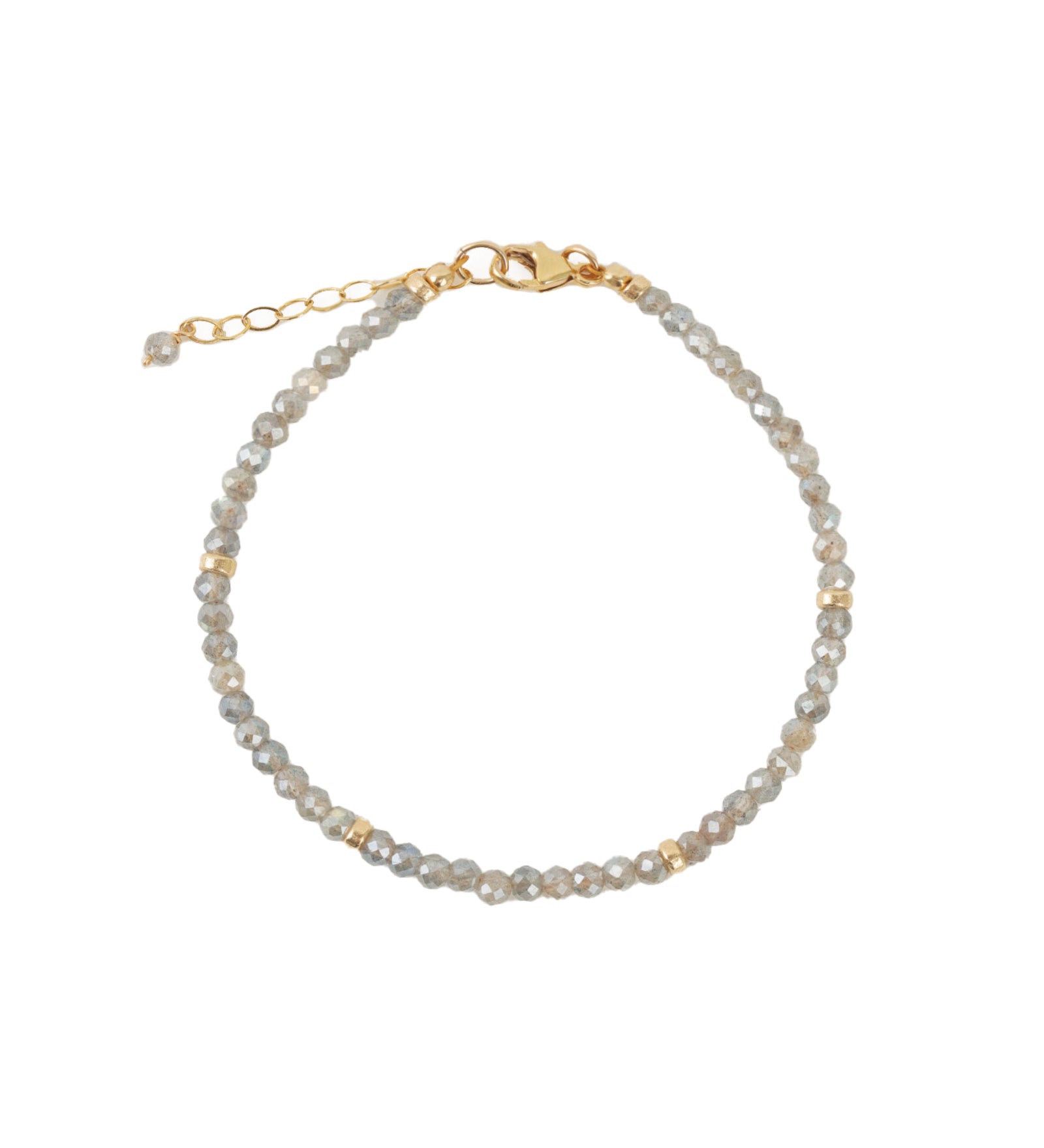 Mystic Labradorite Beaded Rondelle Bracelet | 3.5mm 14k Gold Filled, Mystic Labradorite