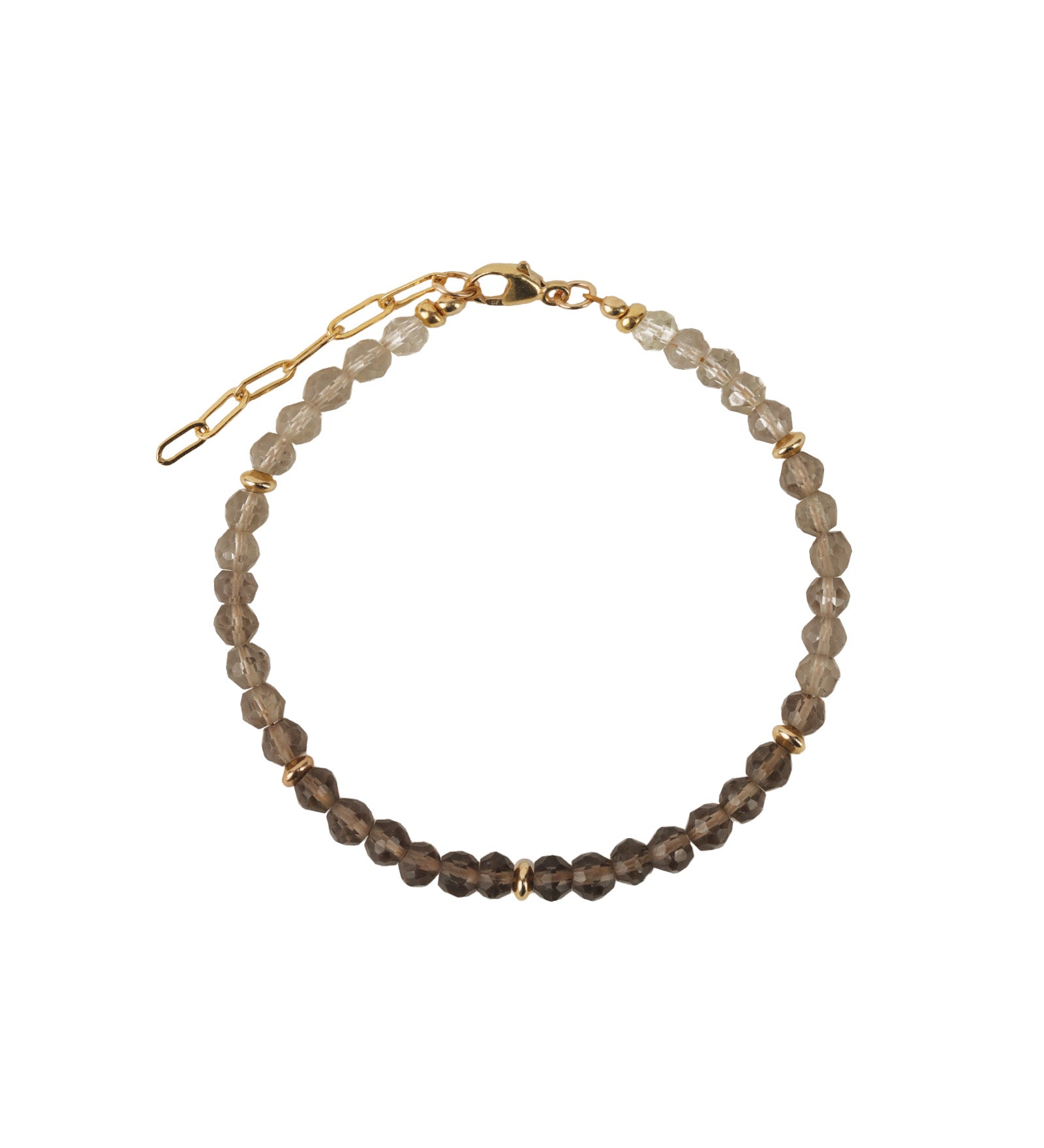 Smoky Quartz Beaded Saucer Bracelet | 4.5mm 14k Gold Filled, Smoky Quartz