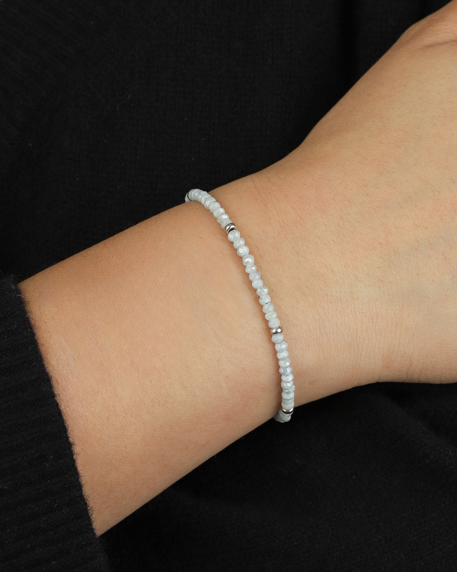 Gem Jar-Mystic Blue Topaz Beaded Bracelet | 3mm-Bracelets-Blue Ruby Jewellery-Vancouver Canada