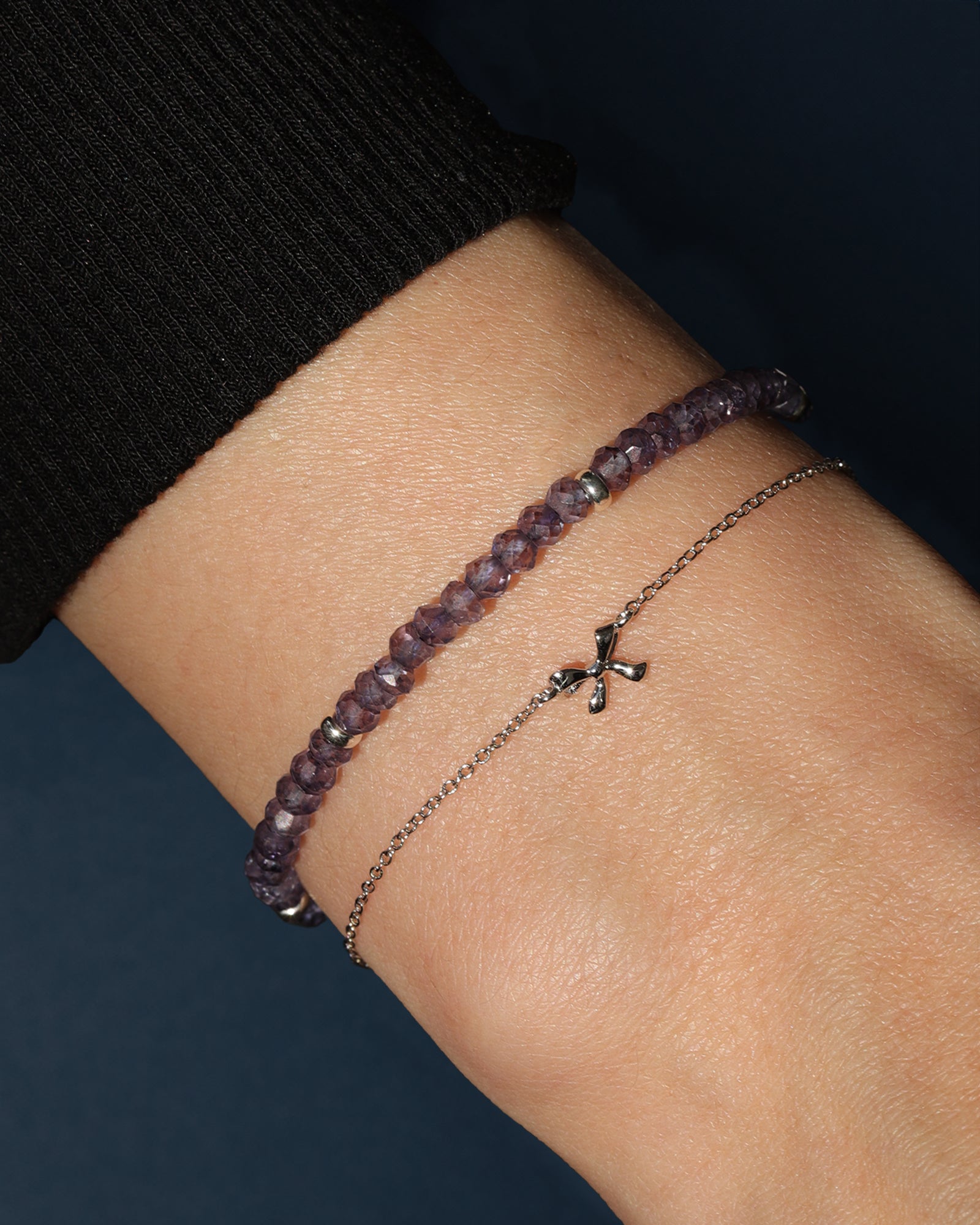 Gem Jar-Purple Quartz Four Rondelle Bracelet | 3mm-Bracelets-Blue Ruby Jewellery-Vancouver Canada