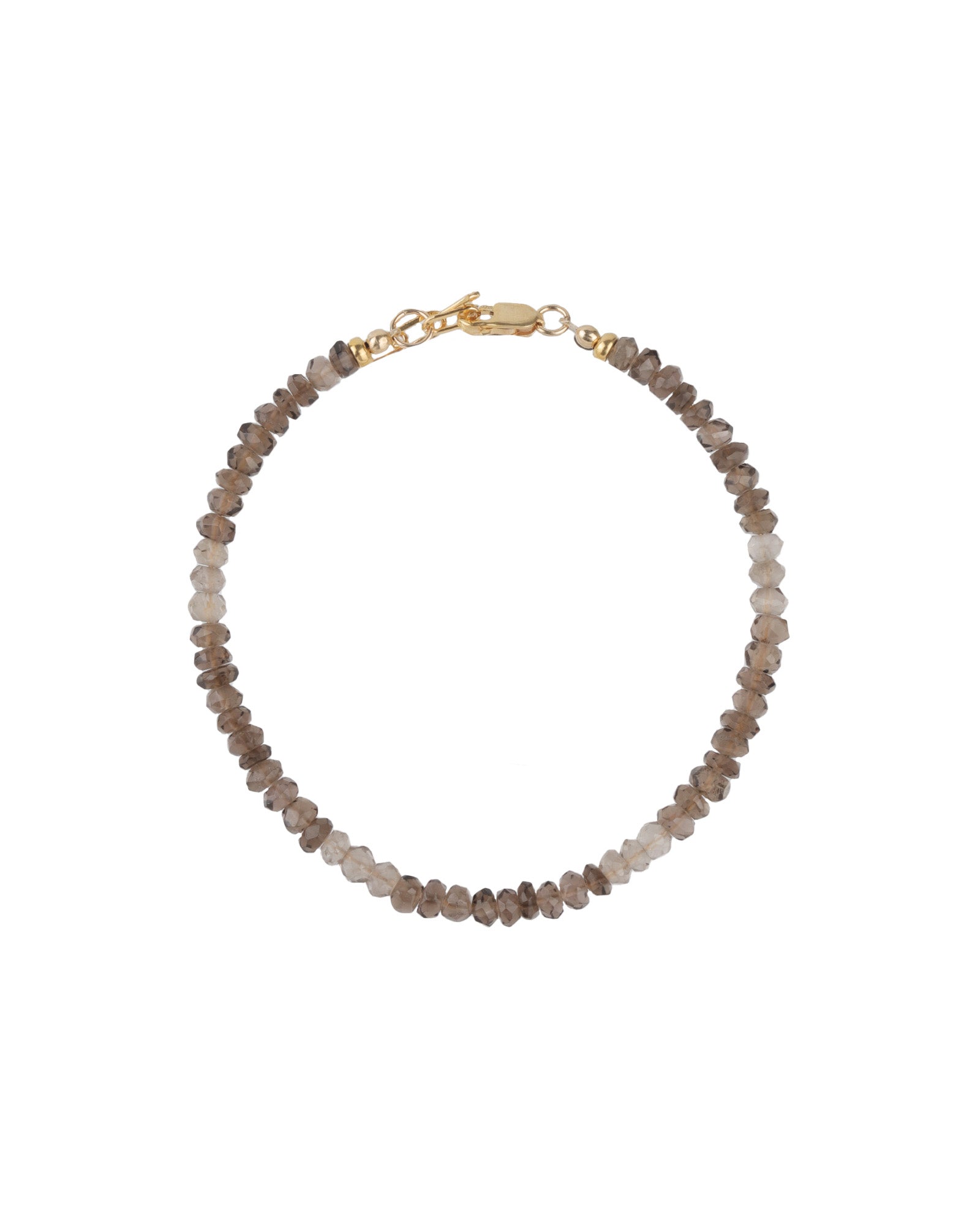 Smokey Quartz Stone Bracelet | 3mm - 4mm 14k Gold Filled, Smokey Quartz