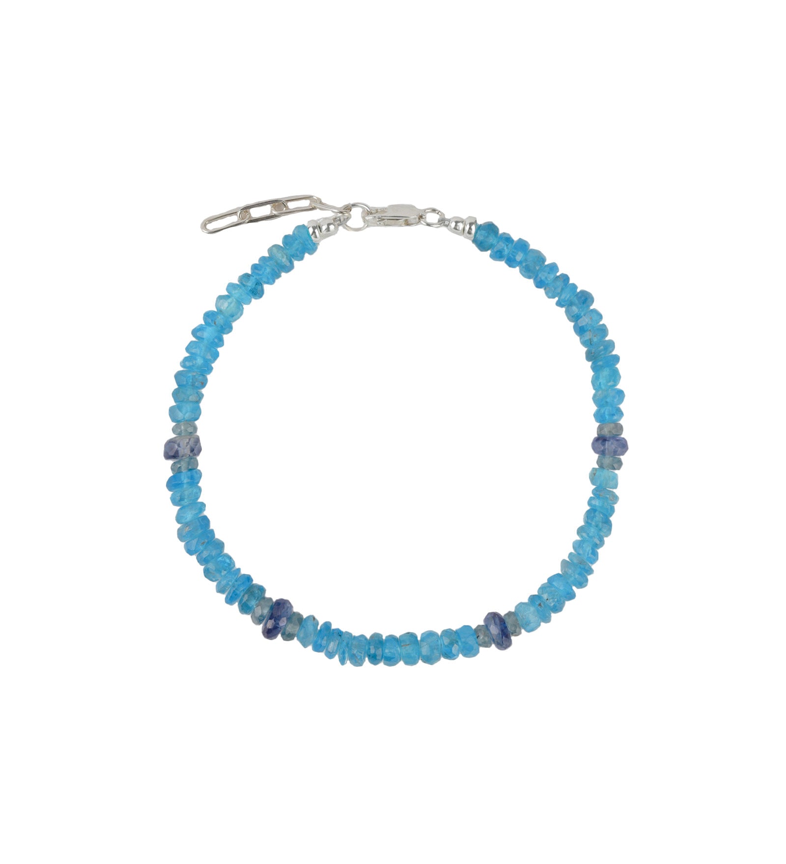 Gem Jar-Neon Apatite Mix Stone Bracelet | 3mm - 6mm-Bracelets-Sterling Silver, Neon Apatite, Kyanite-Blue Ruby Jewellery-Vancouver Canada