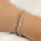 Gem Jar-Mystic Labradorite & Herkimer Diamond Bracelet | 2mm-Bracelets-Blue Ruby Jewellery-Vancouver Canada