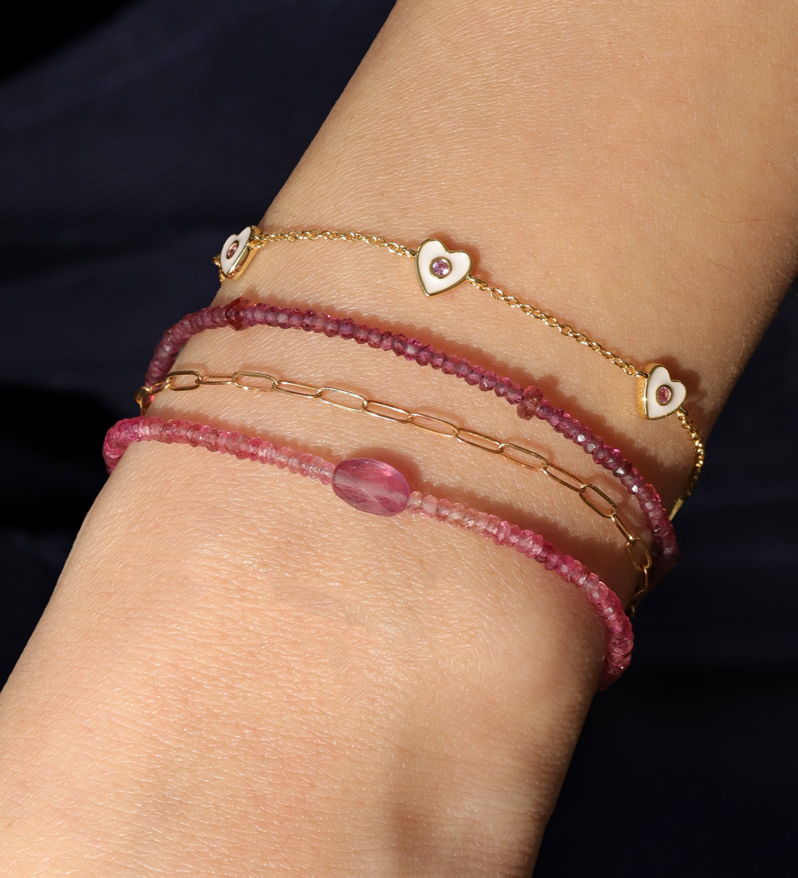 Gem Jar-Single Oval Pink Mix Bracelet | 2.5mm-Bracelets-Blue Ruby Jewellery-Vancouver Canada