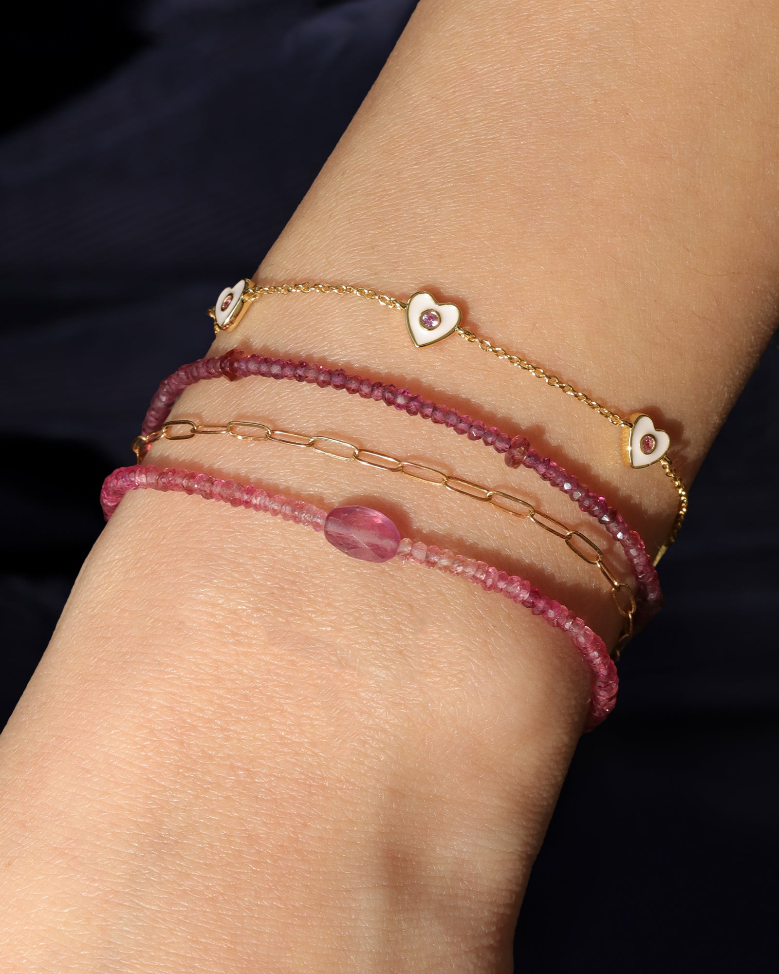 Gem Jar-Single Oval Pink Mix Bracelet | 2.5mm-Bracelets-Blue Ruby Jewellery-Vancouver Canada