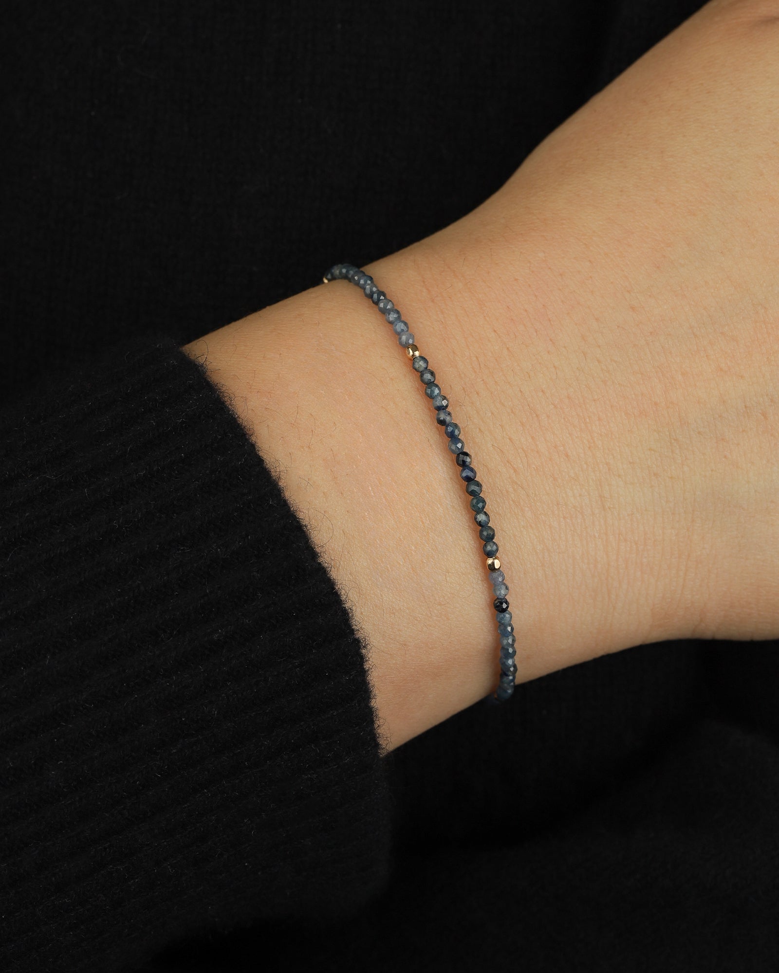 Gem Jar-Blue Sapphire Beaded Bracelet | 2.5mm-Bracelets-Blue Ruby Jewellery-Vancouver Canada