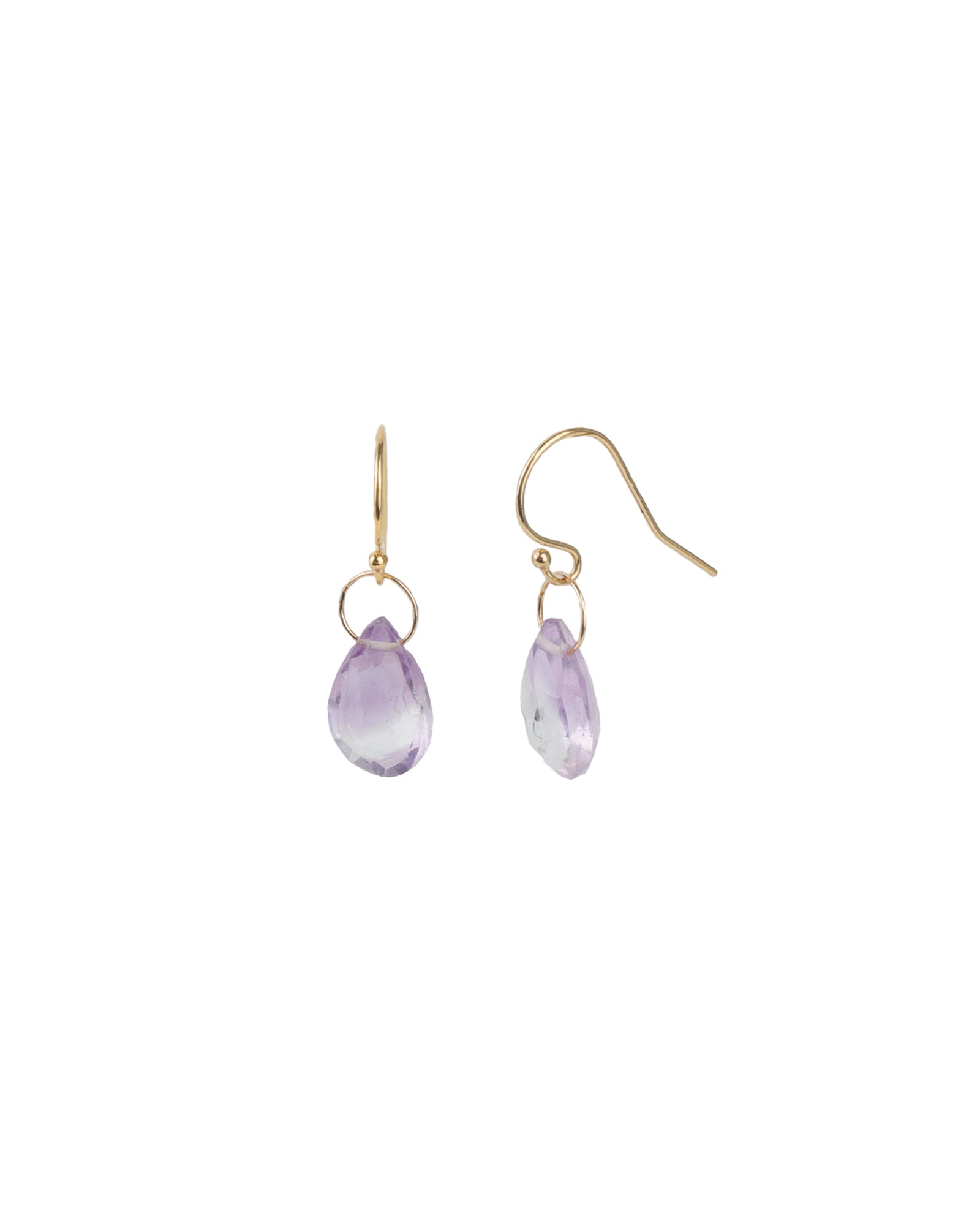 Pear Floating Amethyst Hooks 14k Gold Filled, Amethyst
