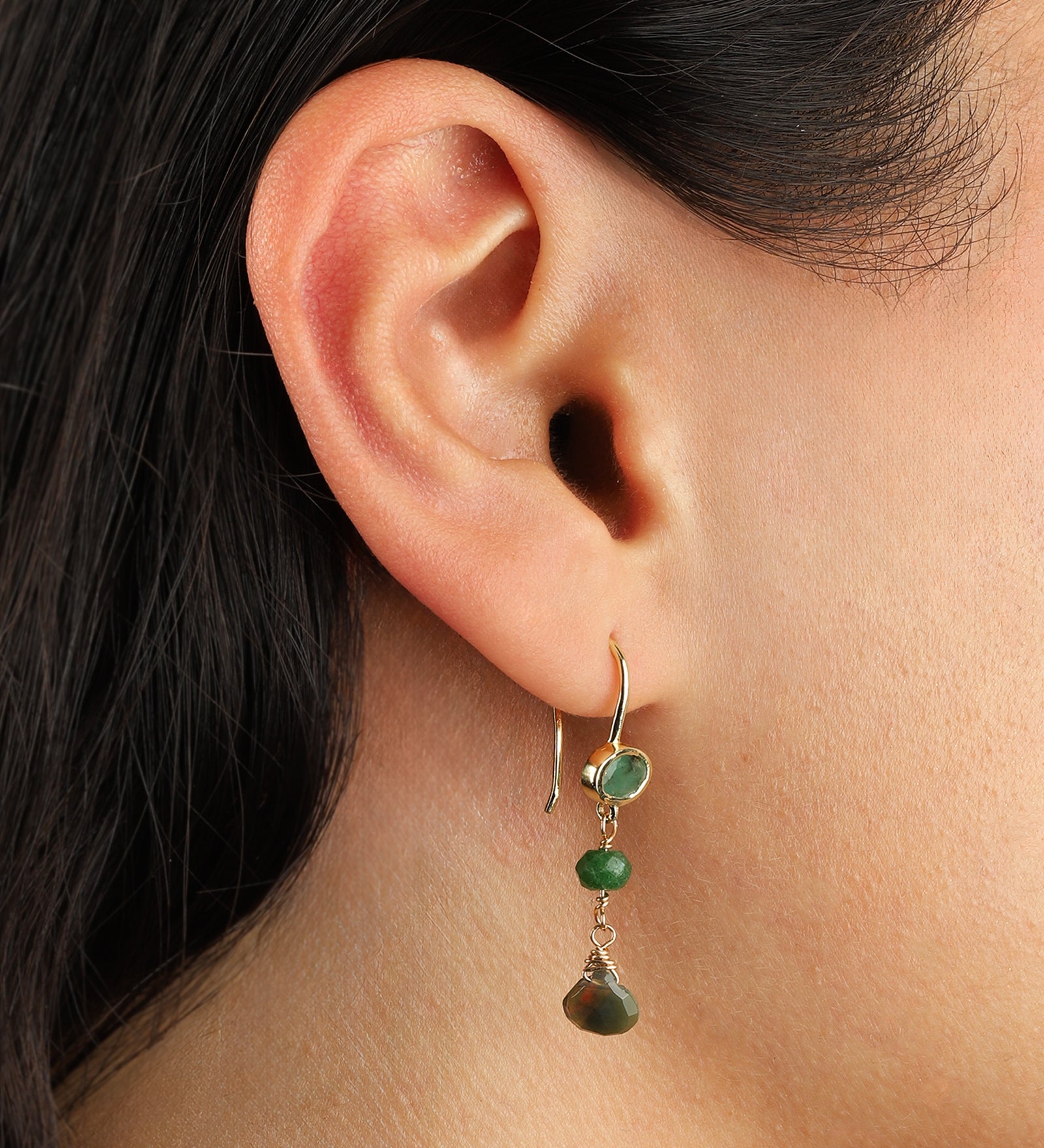 Stoned By Gem Jar-Mixed Stone Drop Bezel Hooks-Earrings-Blue Ruby Jewellery-Vancouver Canada